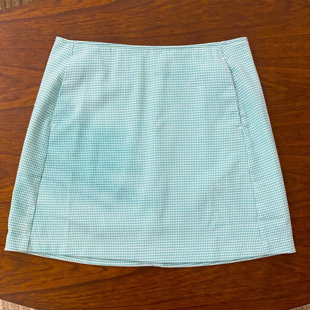 Urban Outfitters Houndstooth Miniskirt-mint green